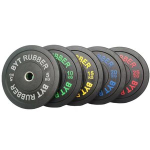 BYT Custom Logo Color LB 20kg Bumper Rubber Barbell Plates Model HBB-BL Shandong for Weightlifting Training