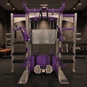 Commercial Smith Machine Multi Functional Power Rack with Adjustable Safety Hooks Heavy Duty Gym Training Apparatus